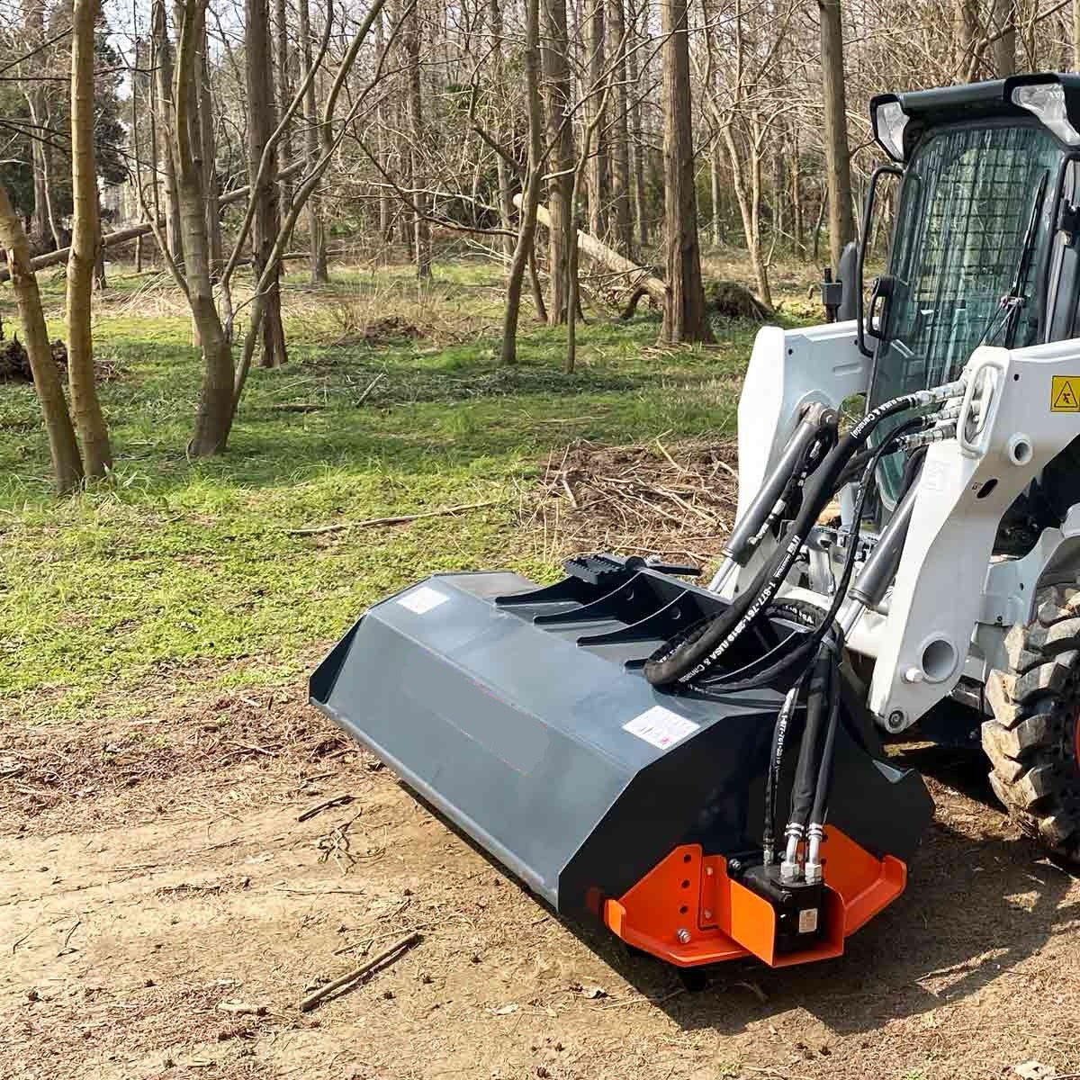New Premium 72” Skid Steer Rotary Tiller, Bi-Directional, 6” Tilling Depth, Universal Skid Mount