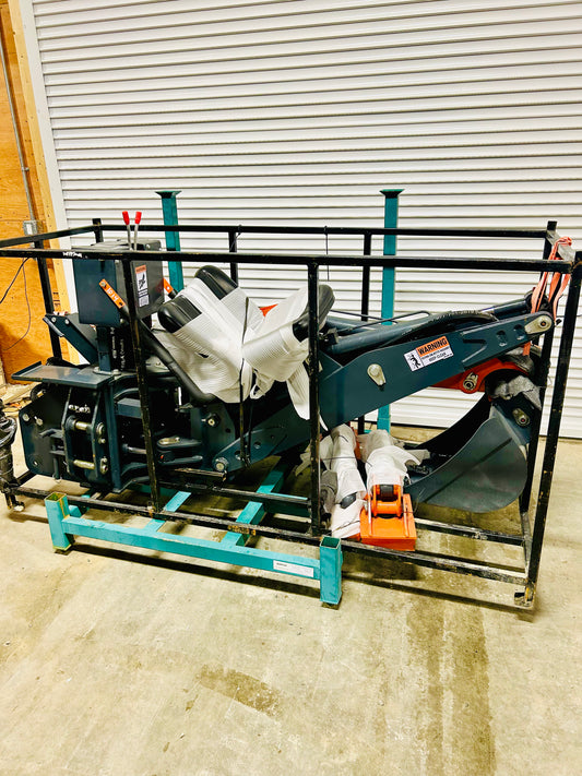 Skid Steer Swivel Backhoe Attachment, 16” Bucket Included, 8’ Digging Depth