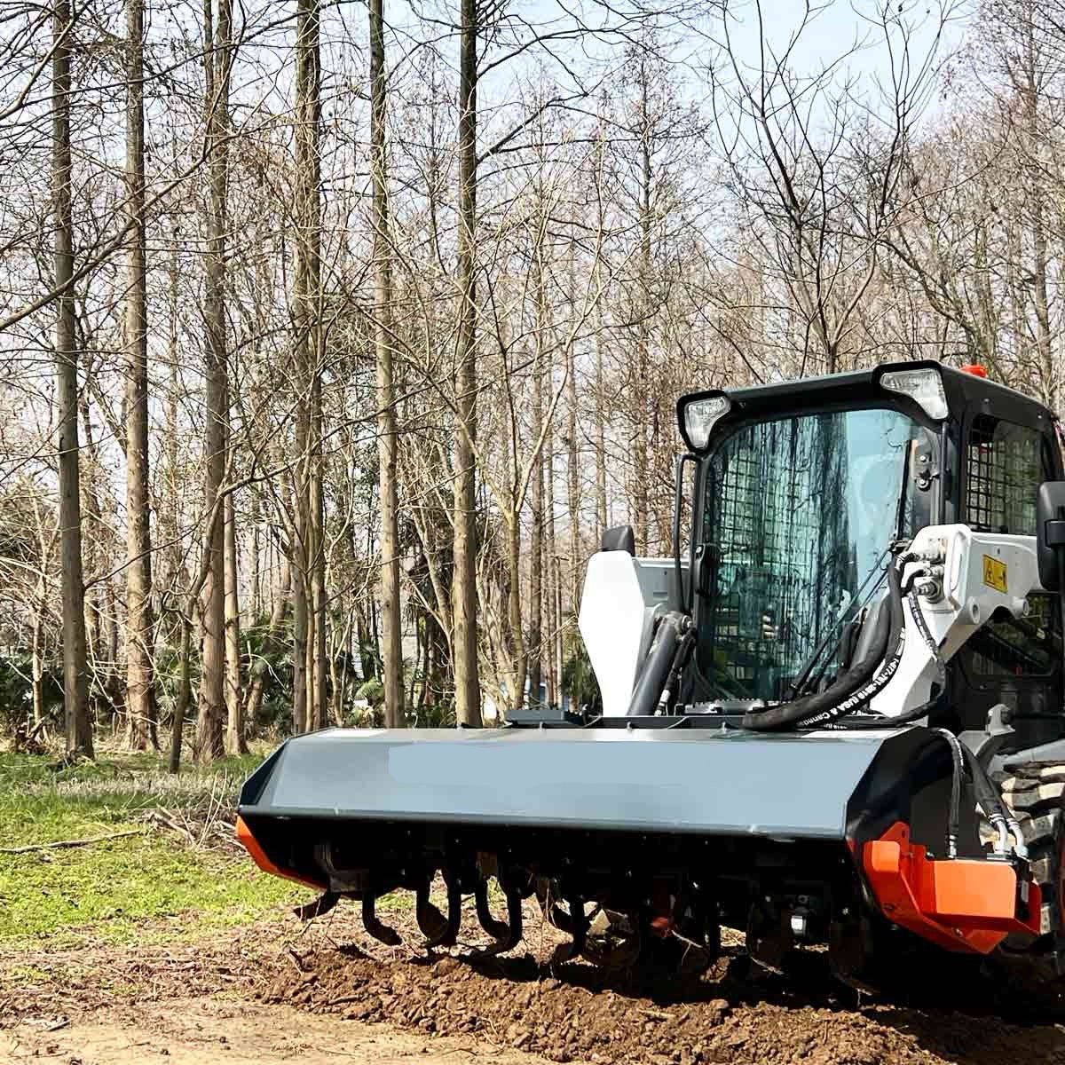 New Premium 72” Skid Steer Rotary Tiller, Bi-Directional, 6” Tilling Depth, Universal Skid Mount