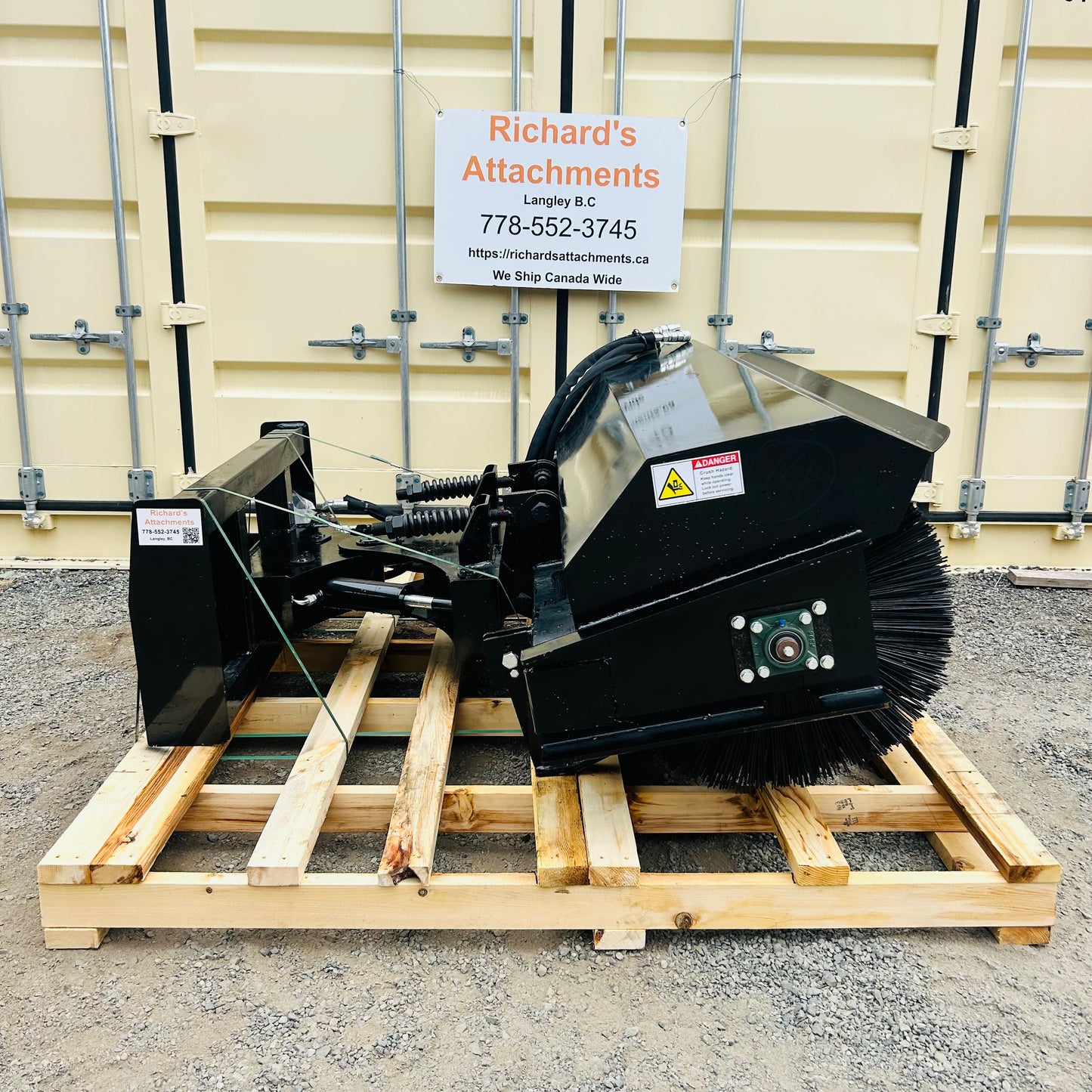 New Skid Steer Attachment Hydraulic Angle Broom