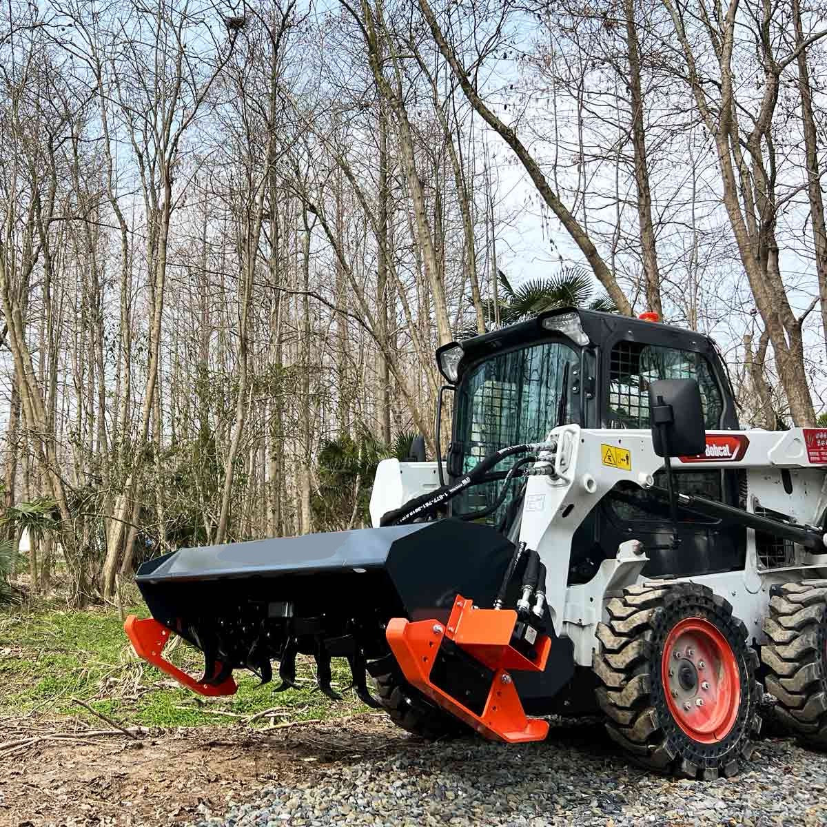 New Premium 72” Skid Steer Rotary Tiller, Bi-Directional, 6” Tilling Depth, Universal Skid Mount
