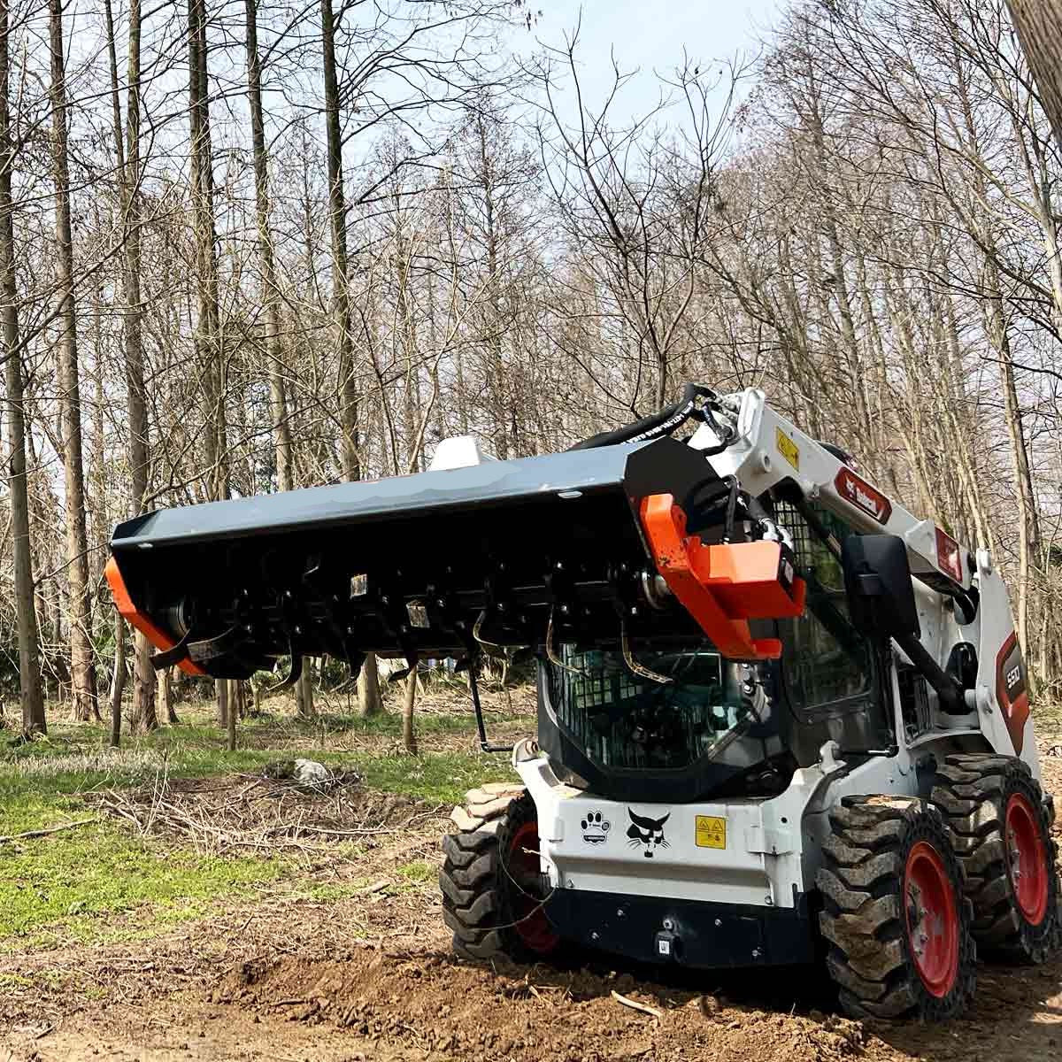 New Premium 72” Skid Steer Rotary Tiller, Bi-Directional, 6” Tilling Depth, Universal Skid Mount