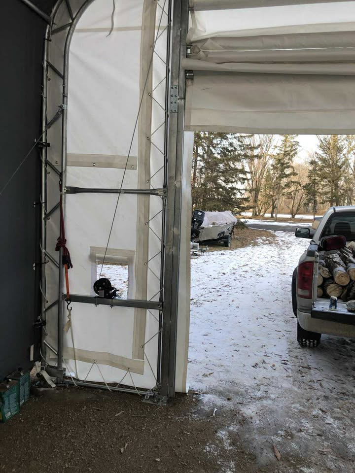 20' Wide Double Truss Fabric Shelter – Heavy-Duty PVC Industrial Storage Tent