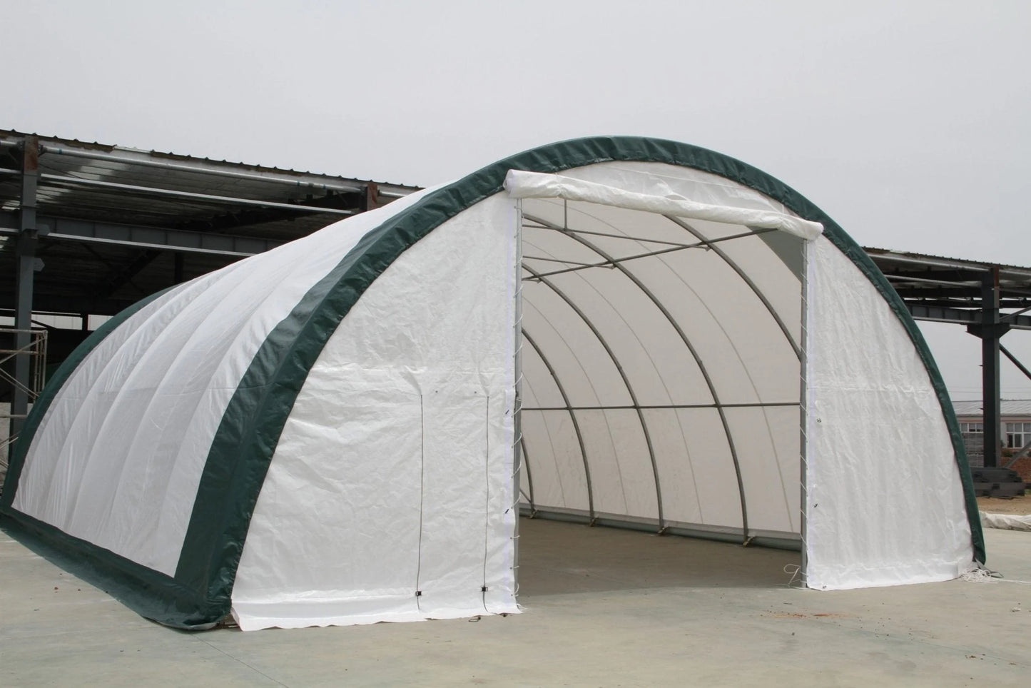 30′ Wide Galvanized Steel Storage Shelter – S Model Single Truss Building for Industrial & Farm Use