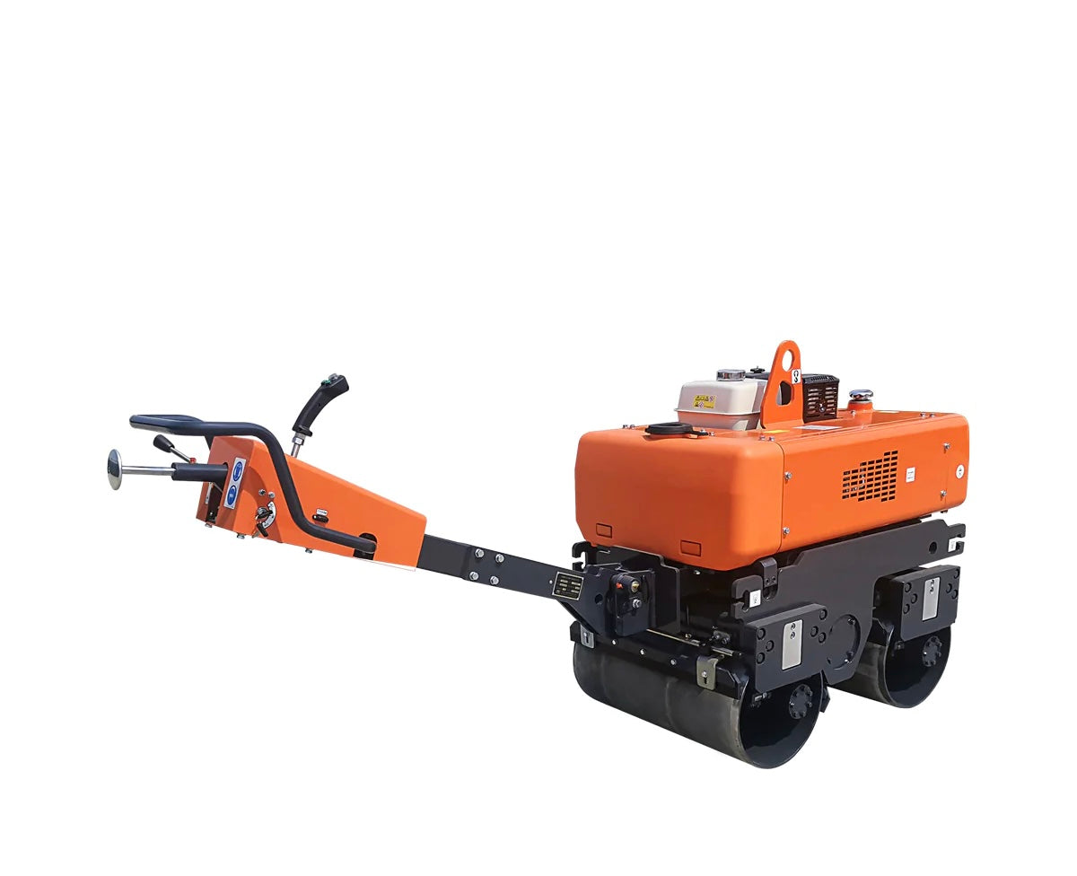 New Premium 1-Ton Walk-Behind Double Drum Vibratory Roller, 13 HP Honda GX390 Gasoline Engine, 14” Drum, 3800 lb Compaction Force
