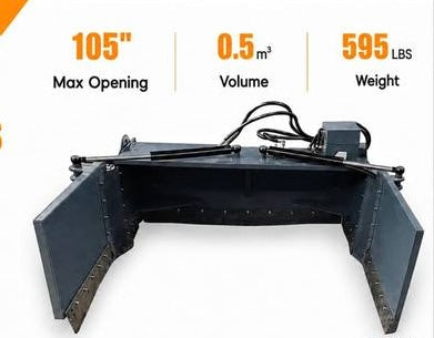 New Skid Steer Hydraulic Manure Bucket / Scrapper – 105-Inch Opening