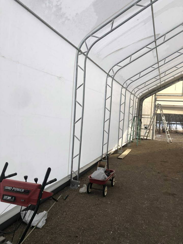 20' Wide Double Truss Fabric Shelter – Heavy-Duty PVC Industrial Storage Tent