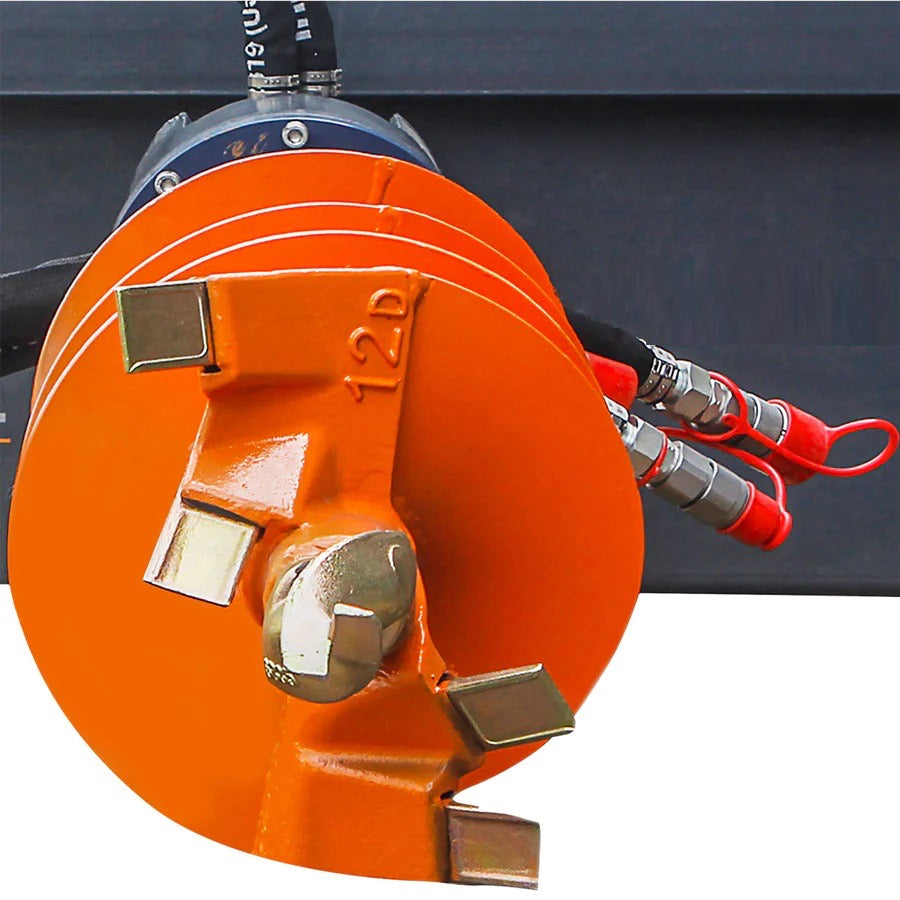 New Premium Skid Steer Post Hole Auger Drive Attachment, 12” Diameter Auger, 48” Drilling Depth, Standard Flow