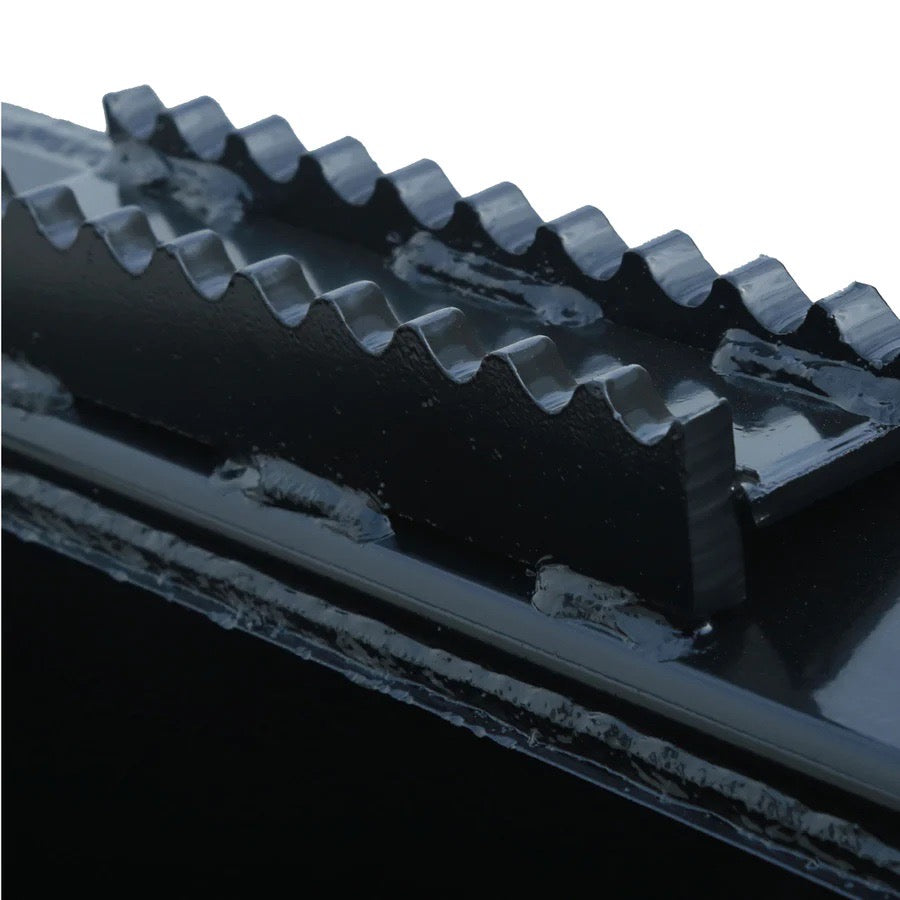 New Premium 50” Skid Steer Stump Bucket w/Universal Quick Attach Mount, Bolt-On Cutting Teeth, Curved Bottom, Reverse Curled Ripper Teeth