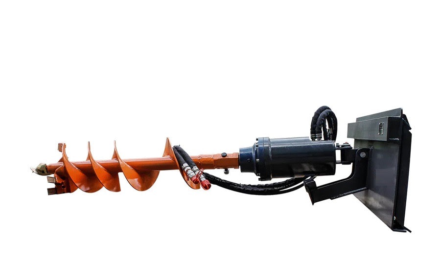 New Premium Skid Steer Post Hole Auger Drive Attachment, 12” Diameter Auger, 48” Drilling Depth, Standard Flow