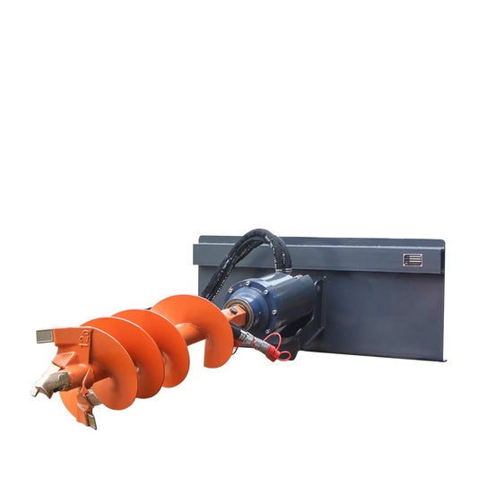 New Premium  Skid Steer Post Hole Auger Drive Attachment, 12” Diameter Auger, 48” Drilling Depth, Standard Flow