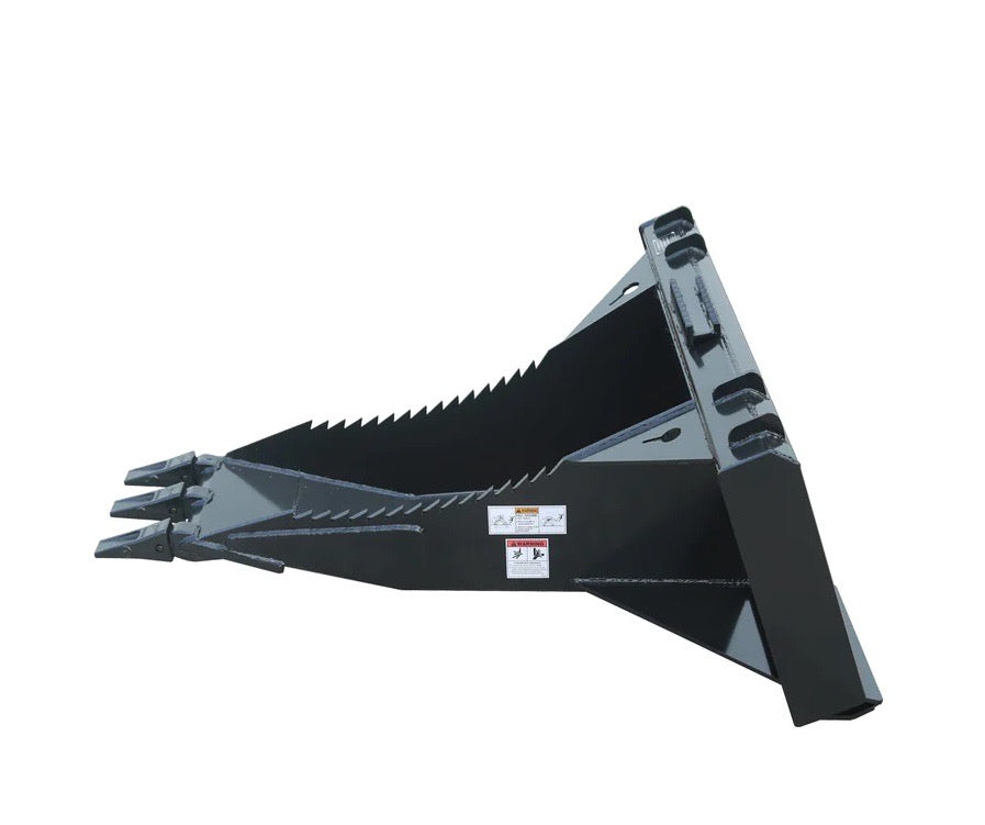 New Premium 50” Skid Steer Stump Bucket w/Universal Quick Attach Mount, Bolt-On Cutting Teeth, Curved Bottom, Reverse Curled Ripper Teeth