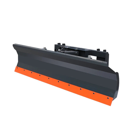 New Premium Skid Steer Snow Plow / Pusher, 30° Left & Right, Bolt-On Cutting Edge, Adjustable Skid Shoes, Universal Quick Mount