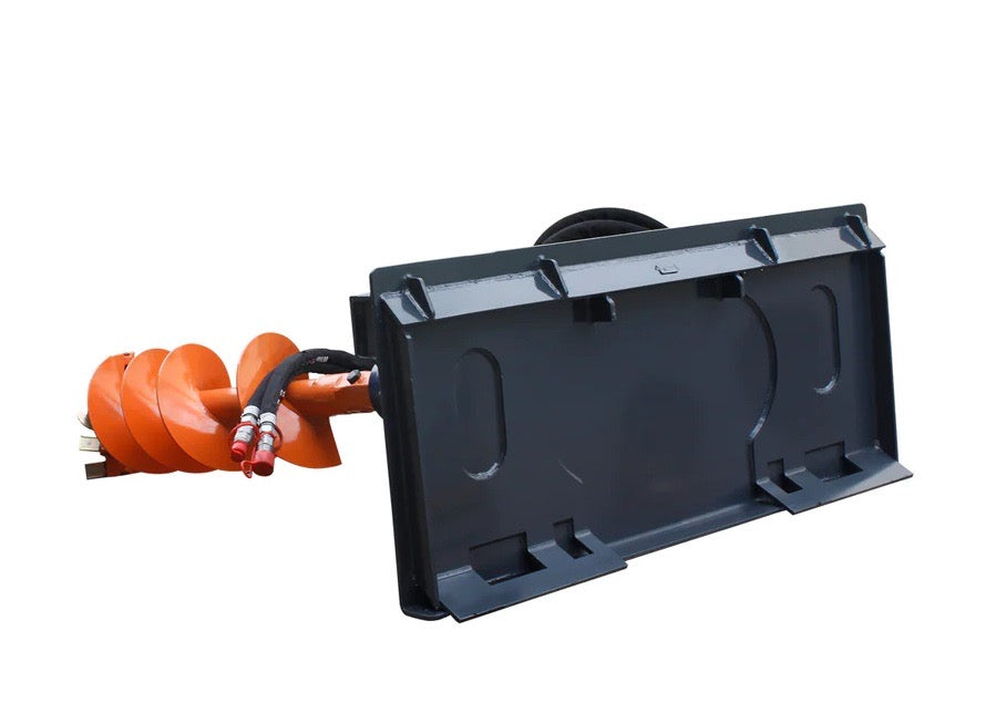 New Premium Skid Steer Post Hole Auger Drive Attachment, 12” Diameter Auger, 48” Drilling Depth, Standard Flow