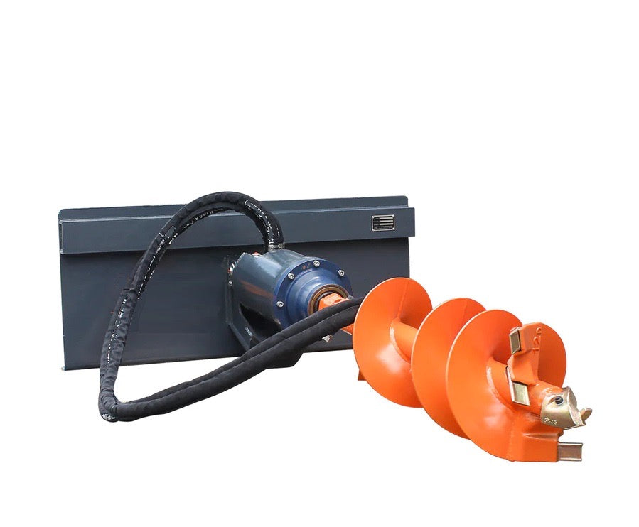 New Premium Skid Steer Post Hole Auger Drive Attachment, 12” Diameter Auger, 48” Drilling Depth, Standard Flow