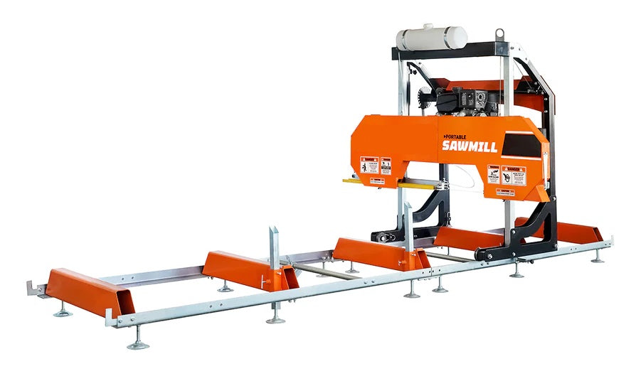 New 30" Portable Sawmill, 14 HP Kohler Engine, 28" Board Width, 12' Log Length, 14.5' Track Bed