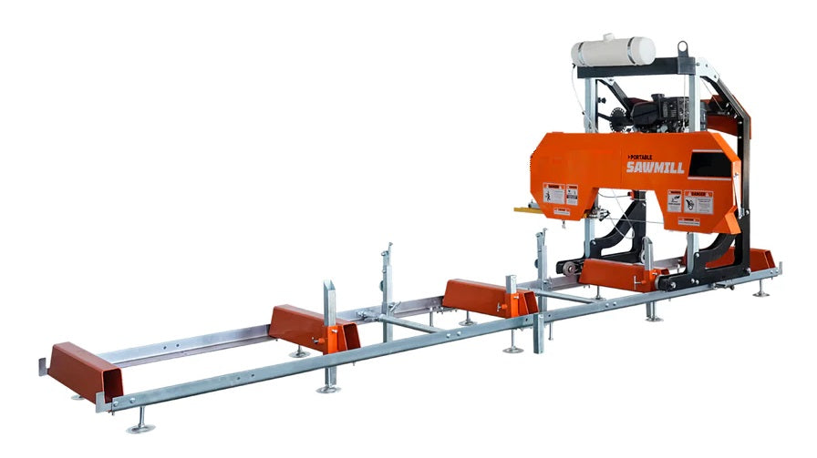 New 27" Portable Sawmill, 14 HP Kohler Gas Engine, 21" Board Width, 12' Log Length, 14-1/2' Track Bed