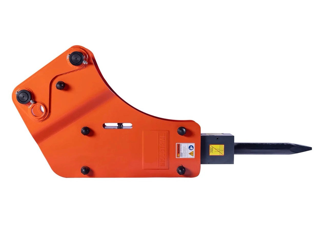 New 4-7 Ton Excavator/Backhoe Hydraulic Hammer Breaker, 2-3/4” Moil Point Chisel, 600 J Impact Energy, Pin Grabber Lugging