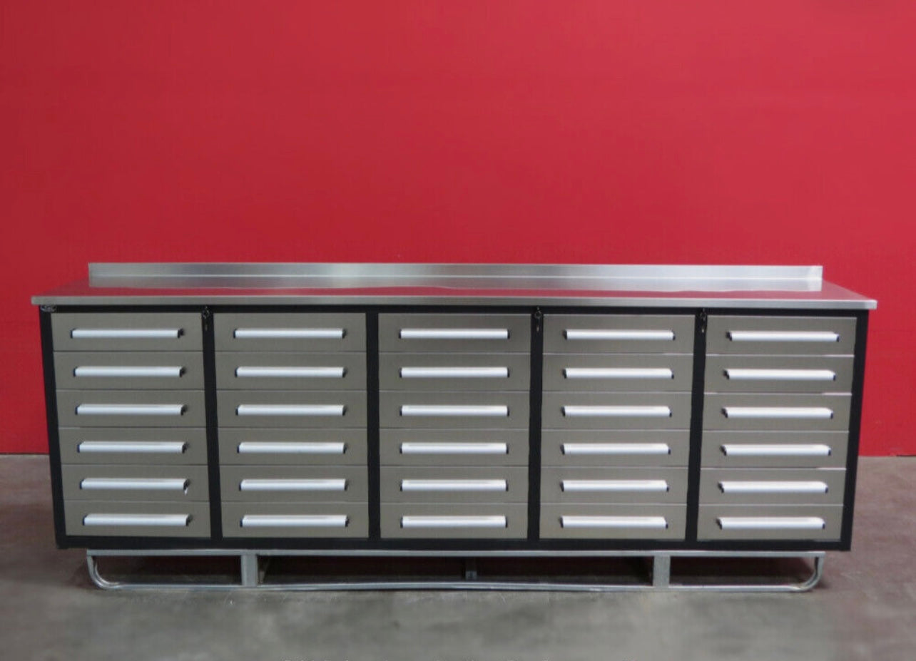 New 10' Stainless Steel Garage Cabinet Workbench (30 Drawers)