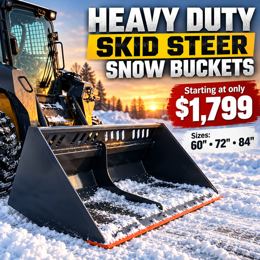 New Premium Heavy-Duty 84” Skid Steer Snow/Mulch Bucket, Bolt-On Cut Edge, 1500-lb Weight Capacity