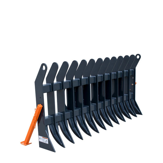 New Premium 72” Skid Steer Root Debris Rake Attachment, Universal Mount, 6” Tine Spacing, 30-50 HP Skid Steers