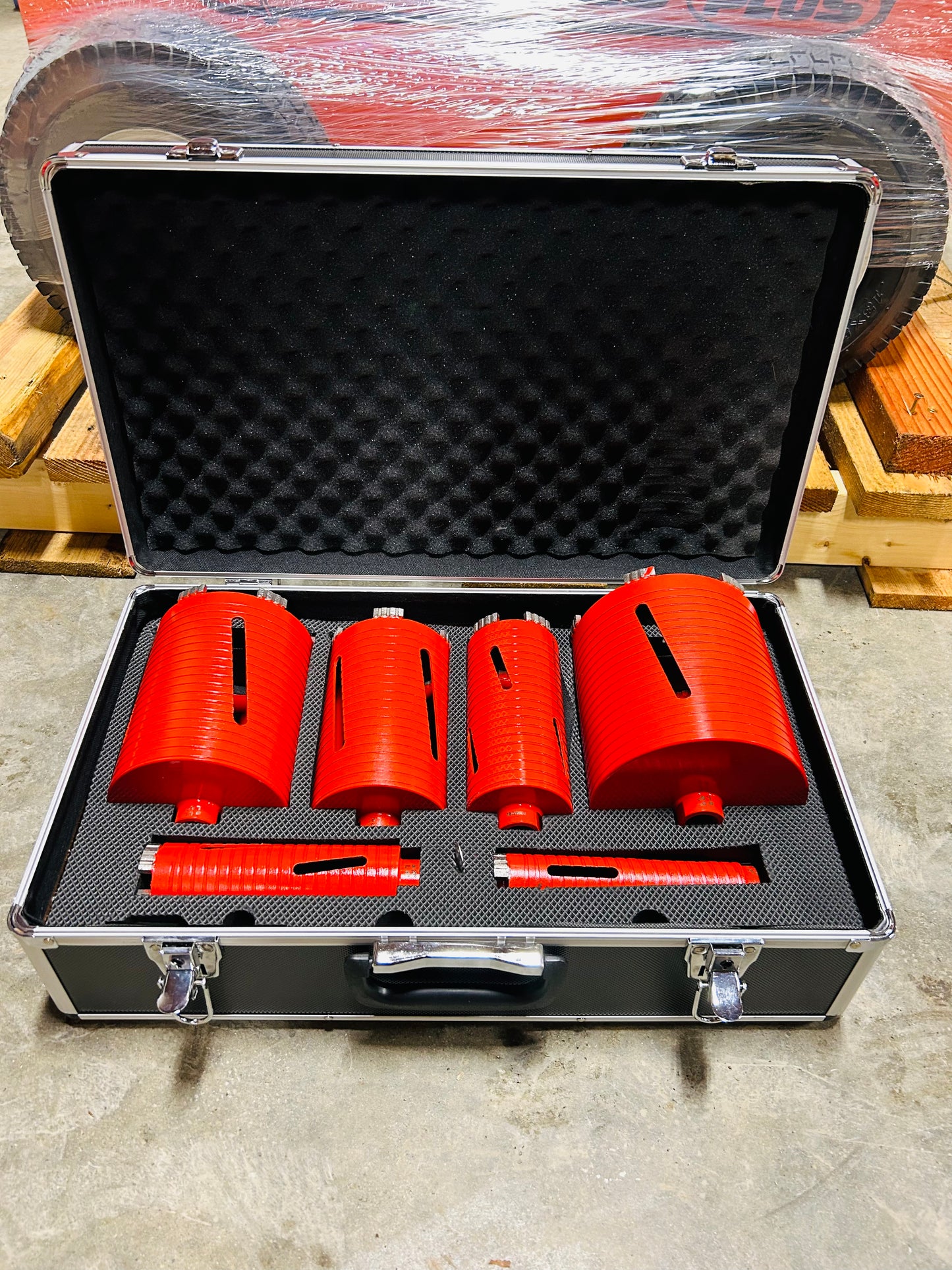 New POWERTEK 6 PC Diamond Dry Core Drill Set With Accessories