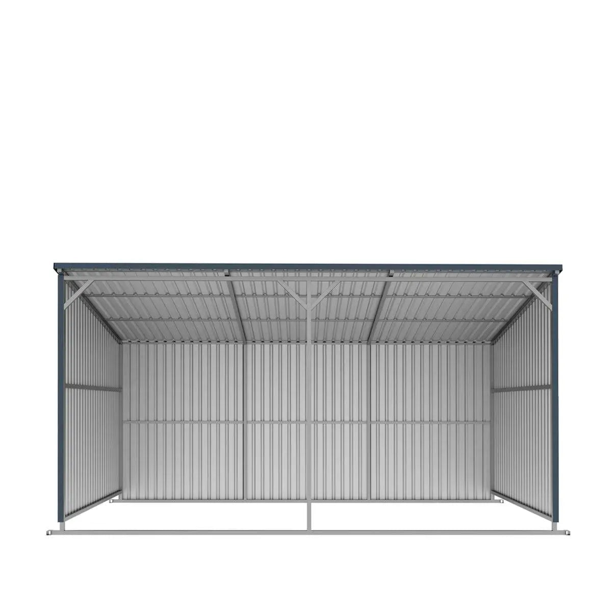 New 12 x 20 Horse Run-In Shed with Portable Skid Mount and Wide Front Opening for Livestock Shelter