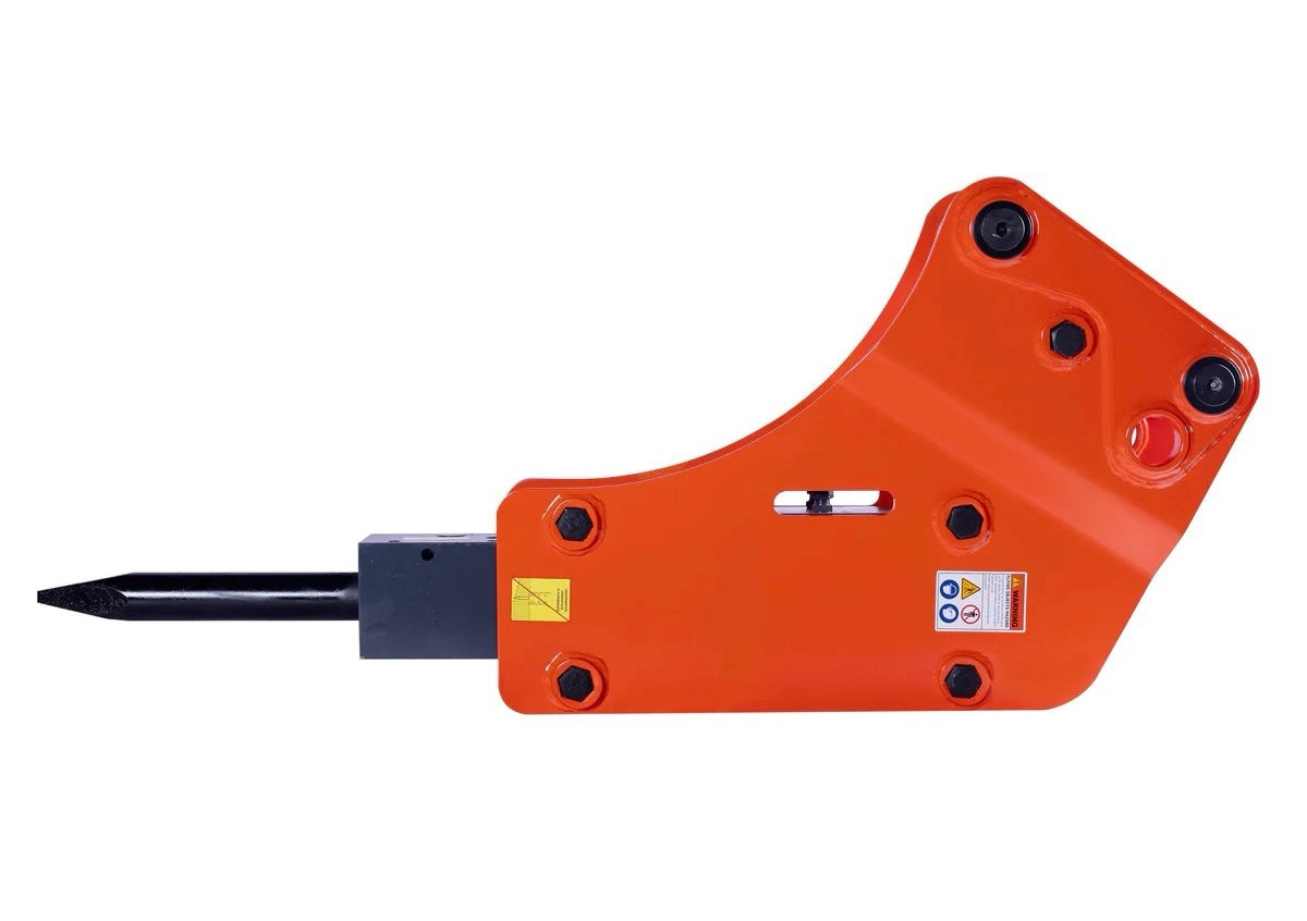 New 4-7 Ton Excavator/Backhoe Hydraulic Hammer Breaker, 2-3/4” Moil Point Chisel, 600 J Impact Energy, Pin Grabber Lugging