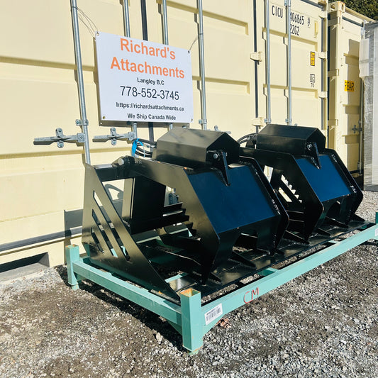 $1850 New Mid Duty 72" Dual-Cylinder Rock Grapple Bucket - 10” Spacing