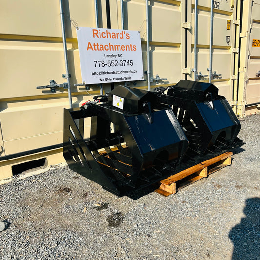 $1999 New Mid Duty 72" Dual-Cylinder Rock Grapple Bucket - 6” Spacing