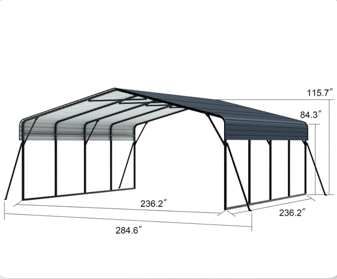 $2199 New in Crate 20x20 FT Heavy Duty Metal Carport, All-Season Galvanized Steel Car Shelter