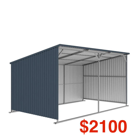 New 12 x 20 Horse Run-In Shed with Portable Skid Mount and Wide Front Opening for Livestock Shelter