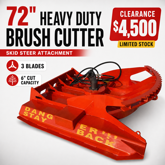 $4500 New 72 '' Heavy Duty Skid Steer Brush Cutter, 3 Blade