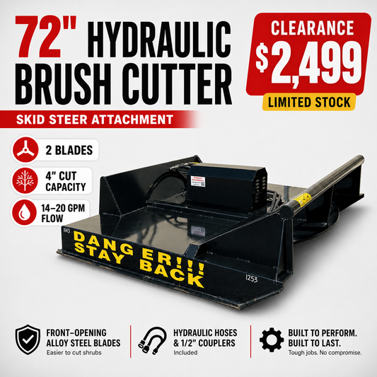 $2499 Clearance 72” Hydraulic Skid Steer Brush Cutter RC72