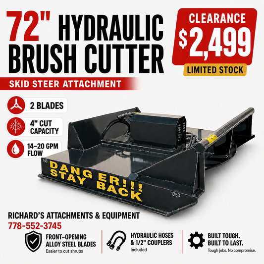 $2499 Clearance 72” Hydraulic Skid Steer Brush Cutter RC72