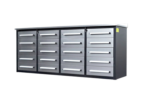 New 7' Stainless Steel Garage Cabinet Workbench (20 Drawers)