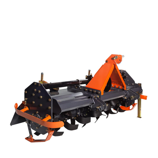 New Premium 70” 3-Point Hitch Rotary Tiller, 35-55 HP Tractor, 6” Tilling Depth, PTO Shaft Included, Category 1 & 2 Hookup