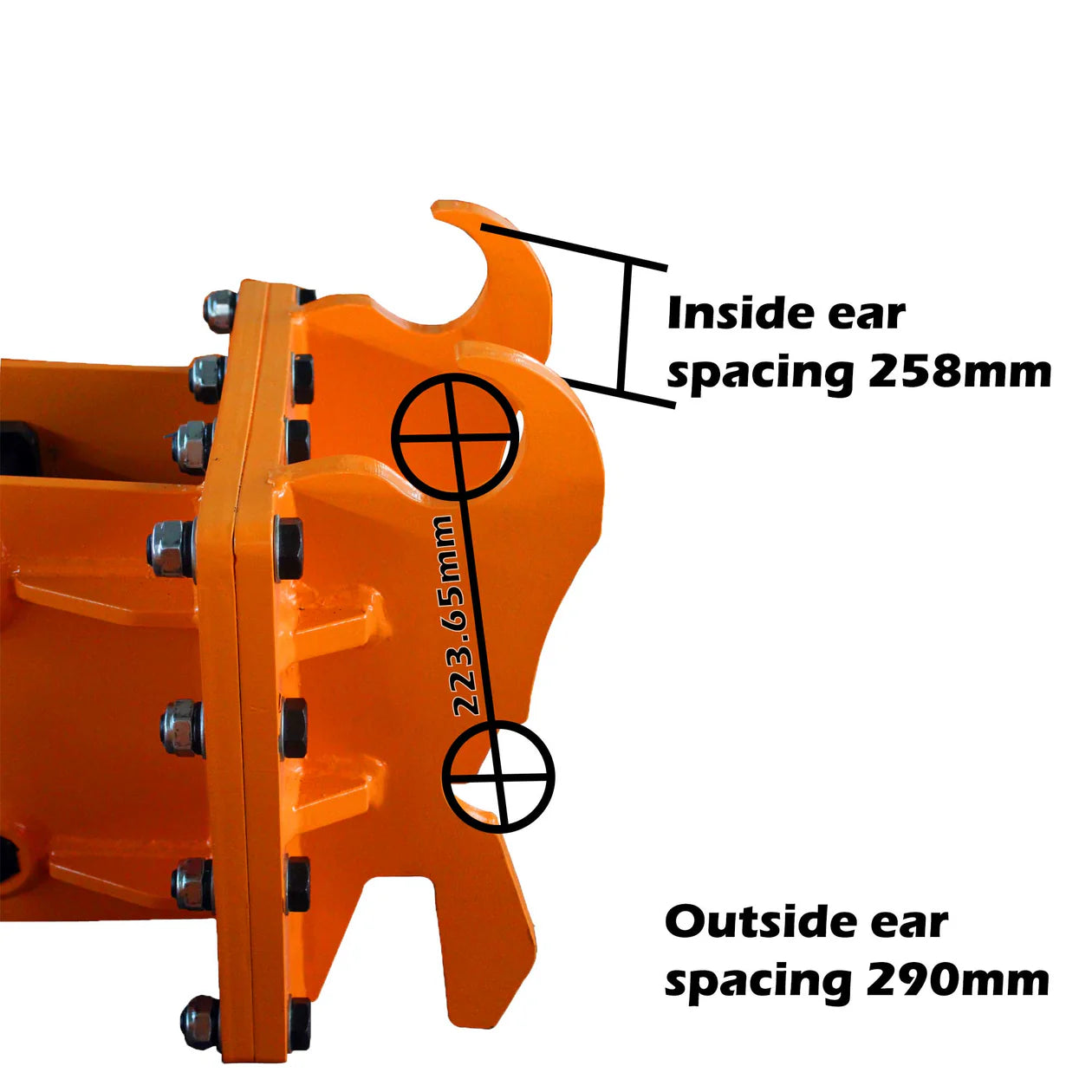 New 4-7 Ton Excavator/Backhoe Hydraulic Hammer Breaker, Quick Change (Q/C) Lugging, 2-3/4” Moil Point Chisel, 600 J Impact Energy