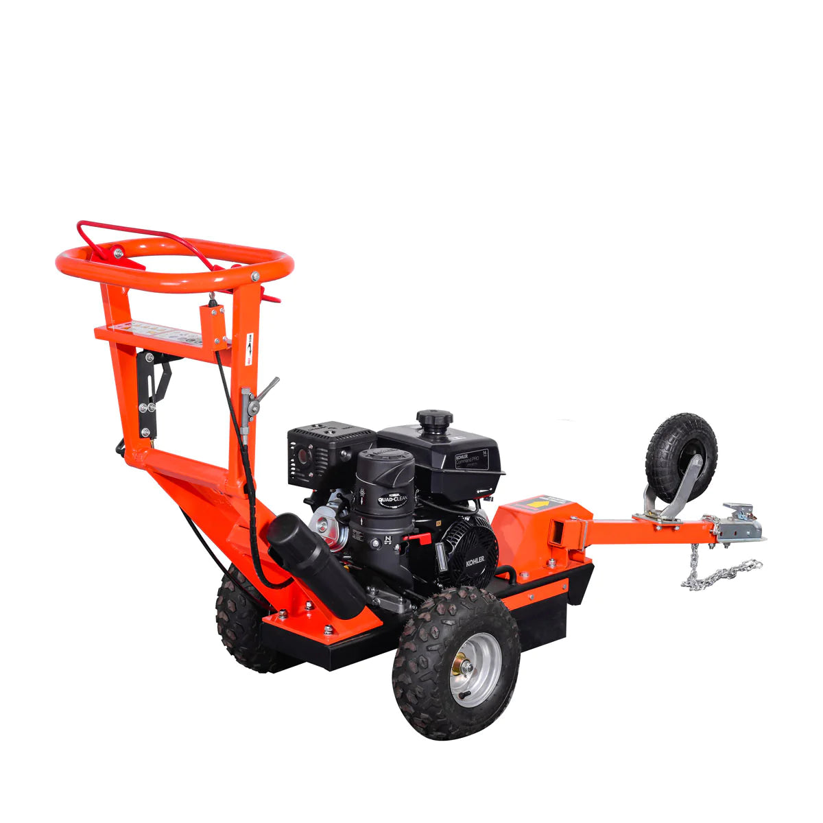 New Premium Walk Behind Kohler Powered Stump Grinder, ATV/UTV Tow Bar, 12 Carbide Teeth, 24” Cutting Capacity