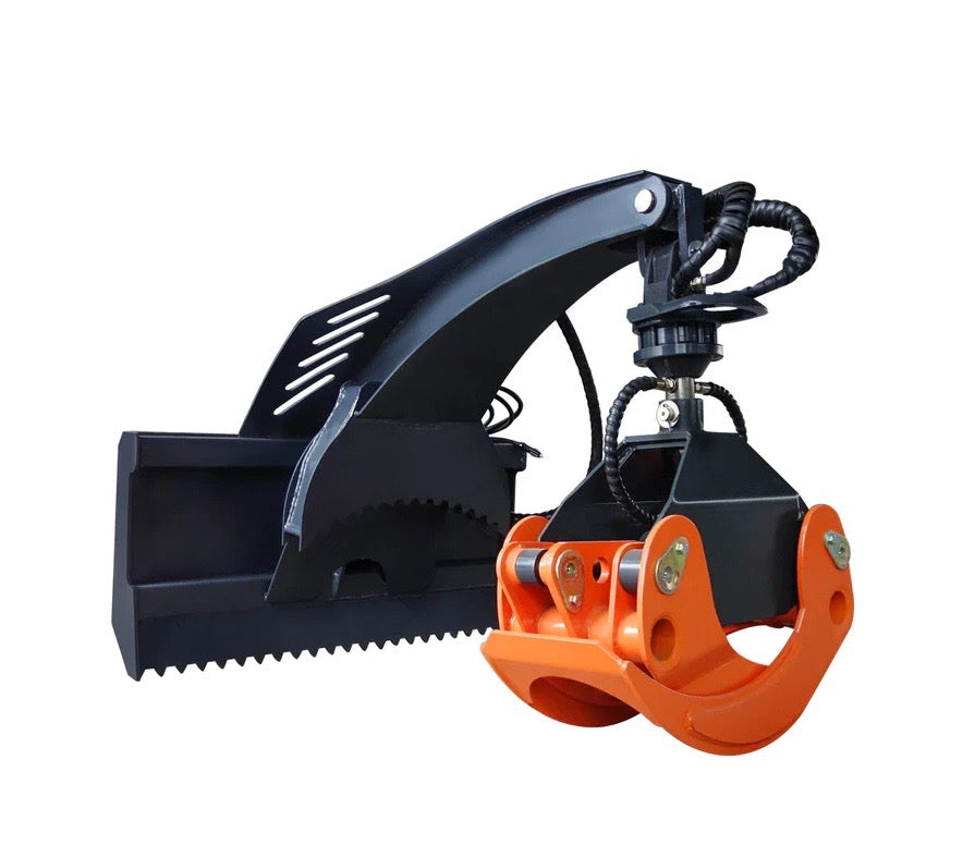 New Premium 50" Skid Steer Rotary Log Grapple, 360° Rotation, 12V Solenoid Control Valve, 4500 LB Capacity