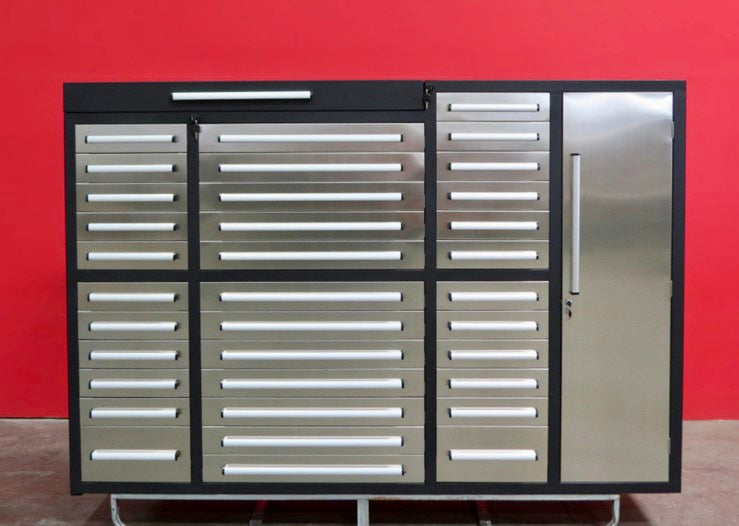 New 7' Stainless Steel Garage Cabinet (35 Drawers)