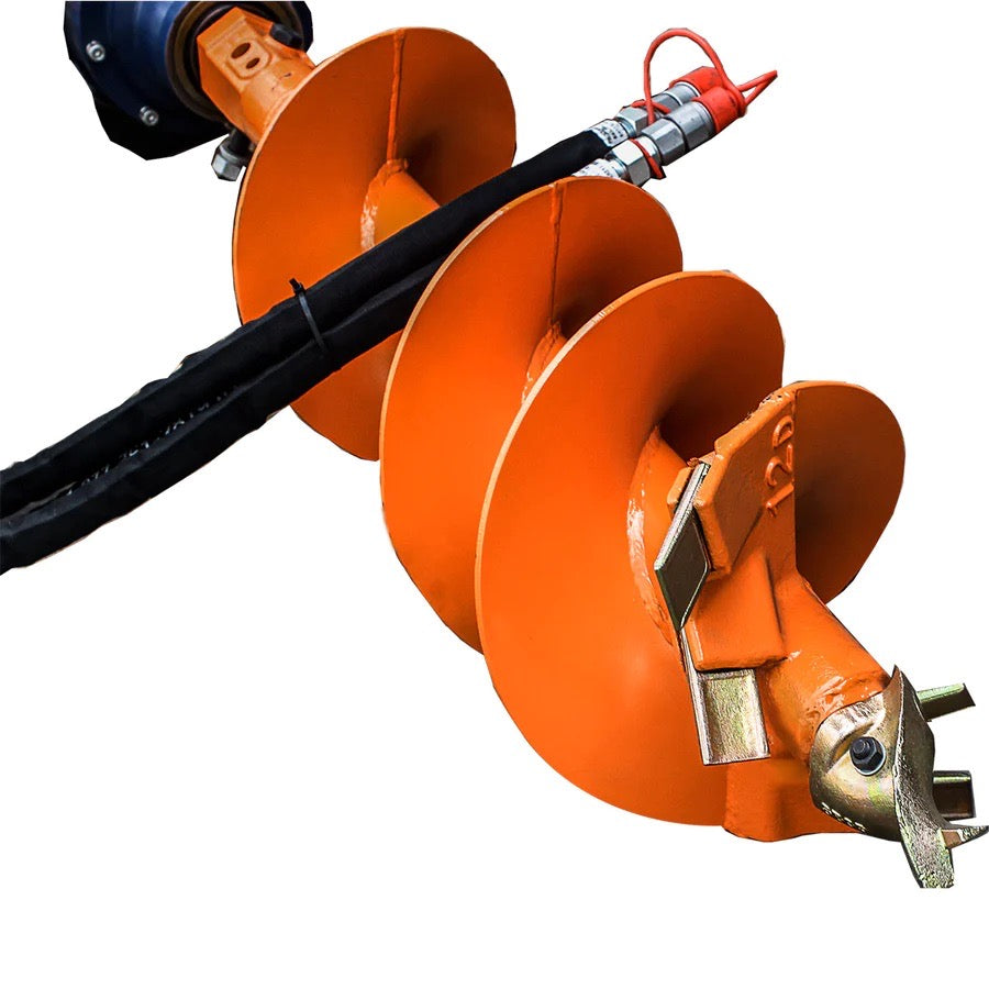 New Premium  Skid Steer Post Hole Auger Drive Attachment, 12” Diameter Auger, 48” Drilling Depth, Standard Flow